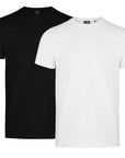 Herren Basic T-Shirt Rundhals kurzarm in Schwarz und Weiß, schlichtes Baumwollshirt