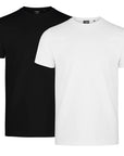 Herren Basic T-Shirt Rundhals kurzarm in Schwarz und Weiß, schlichtes Baumwollshirt