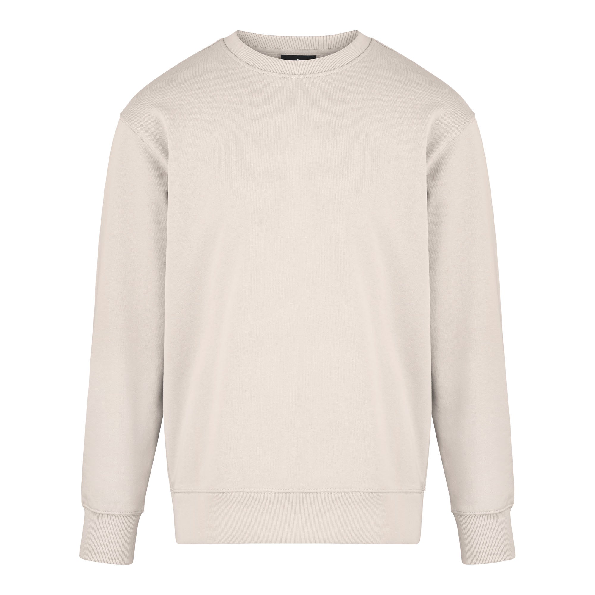 Sweatshirt für Herren in Beige – lässiges Oversized-Design, kombiniert mit blauer Jeans und weißen Sneakern, ideal für modernen Streetwear-Look im Alltag.