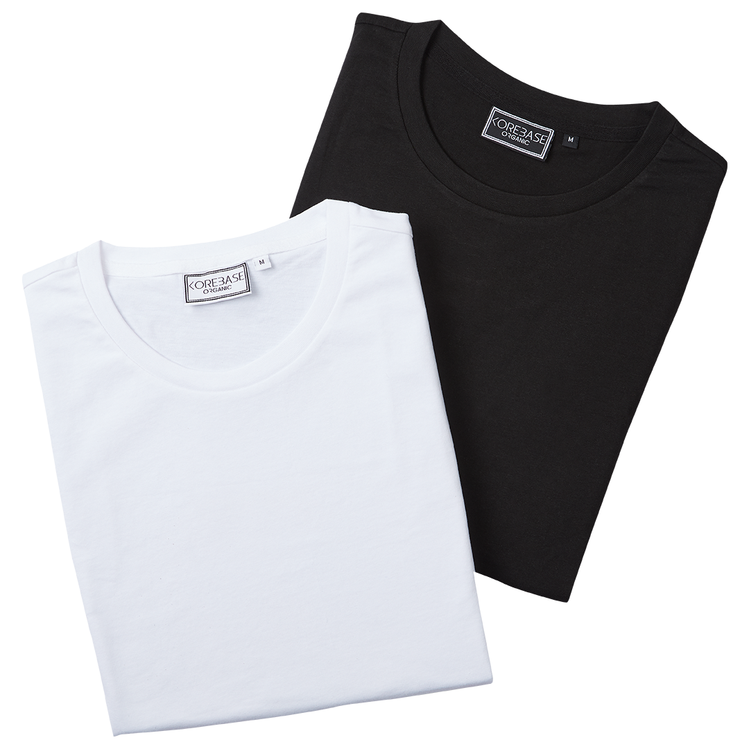 Doppelpack T-Shirt aus Bio-Baumwolle - Brilliant Weiß &amp; Schwarz - COREBASE